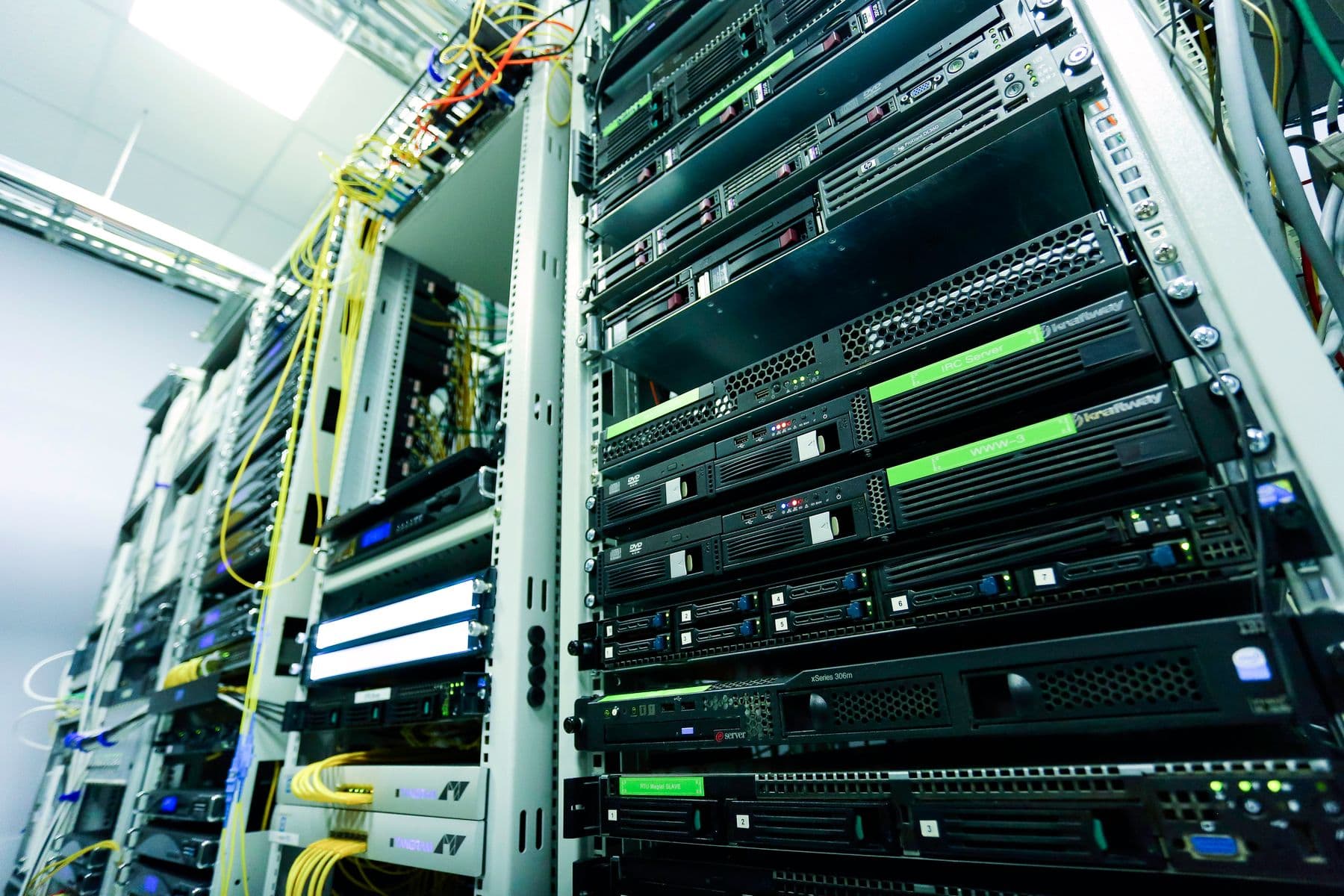 Network hardware and cabling inside a secure data center